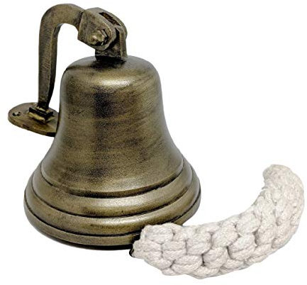 Glocke aus Messing, 17,78 cm, antik, für Schule, Kneipe & Empfang mit Kordel