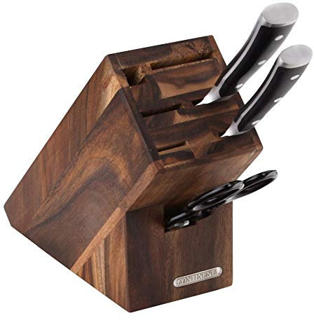 Continenta Knife Block Acacia Wood Oiled Finish, Dark Brown, One Size