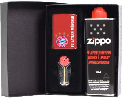 Zippo Feuerzeug FC Bayern München red matte inkl. Geschenkset