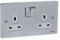 Schneider Electric Ultimate Flat Plate - Switched Double Power Socket, Double Pole, 13A, GU3220DWPC, Polished Chrome with White Insert, 2 Gangs