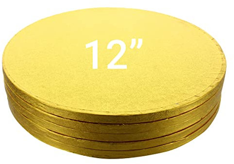Culpitt Cake Boards, Gold 12 Cake Drum, Round 12 Inch (305mm) 0.5 Inch (13mm) Thick - Pack of 5