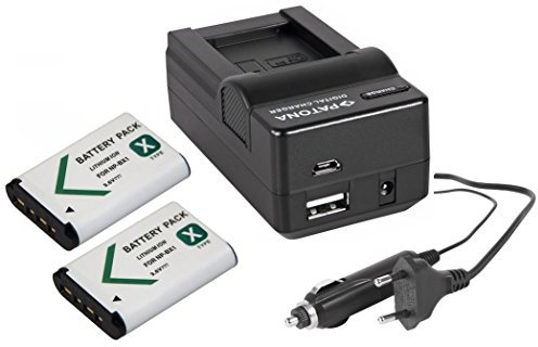 3in1-SET für den Sony HDR-CX240 Camcorder - kompatibel mit Sony Akku NP-BX1 - Set mit 2 Ersatzakkus und 4in1 Ladegerät (für USB, microUSB, 220V und Auto)
