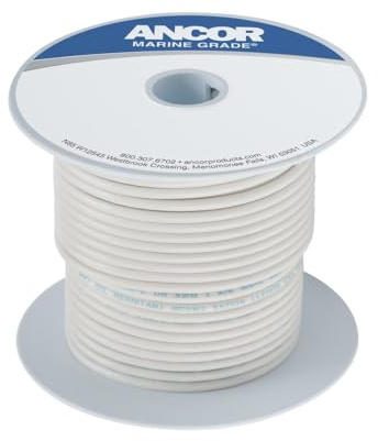Ancor TINNED Copper Wire 10AWG (5MM²) White 100FT