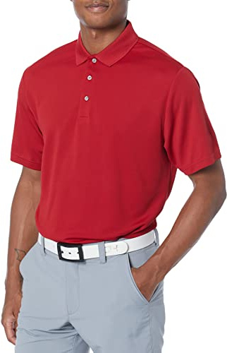 PGA TOUR Men's Big and Tall Airflux Short Sleeve Solid Golf Polo-Shirts, Chili Pepper, 3XLT