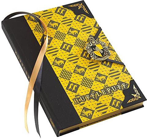 The Noble Collection Harry Potter Premium Notizbuch Hufflepuff Wappen gelb, Hardcover, gebunden, mit handemailliertem Emblem, liniert.