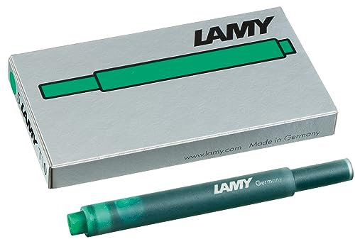 LAMY T10 Tintenpatronen mit großem Tintenvorrat - geeignet für alle Lamy Patronenfüllhaltermodelle - Inhalt 1,25ml je Patrone - 5 Stück pro Päckchen - Tintenfarbe grün