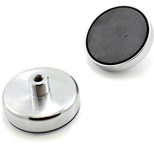 Ferrite Pot Magnet for DIY, Engineering, Manufacturing, Hanging and Holding Applications - 80mm dia x 32mm tall x M10 thread - 60kg Pull
