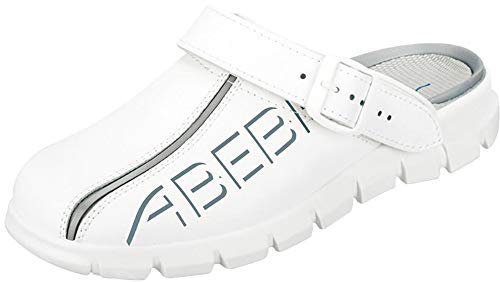 Abeba - Zapatos (Piel Lisa, con Correa de Ajuste, Plantilla Intercambiable), Color Blanco y Azul Claro, Blanco, 7310