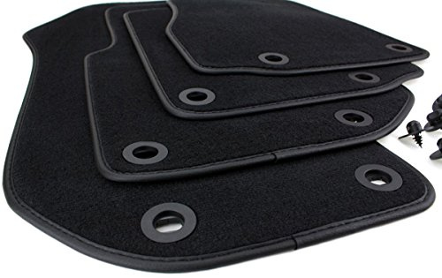 Fußmatten Velours Kompatibel mit 3er E36 Limousine Touring Bj 1993-2000 NEU | Passgenaue Autoteppiche in Premium Qualität Textilmatten Befestigung oval Stoffmatten schwarz robust & perfekt passend 4tlg.