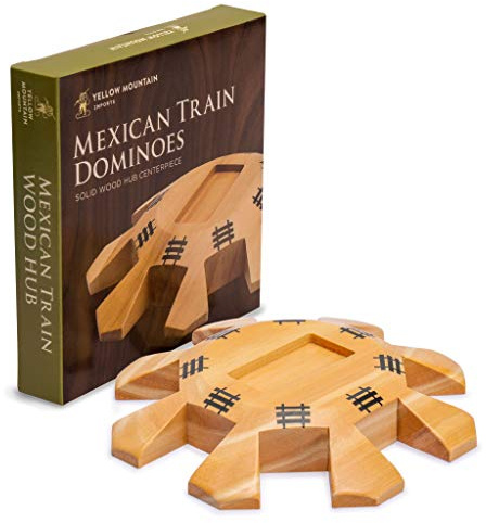 YMI Centre en bois pour dominos Mexican Train, 14,8 cm | Centre en bois massif de 14,75 x 14,75 x 2,5 cm pour 8 joueurs. Centre seul; dominos et marqueurs non inclus.