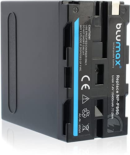 Blumax Akku ersetzt Sony NP-F990 (LG-Zellen) / 10400mAh Li-Ion 7,4V 77Wh kompatibel mit Sony NP-F750 NP-F550 NP-F970 NP-F960