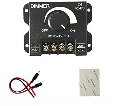 HUABLUE 12 V 24 V 30 A LED-Dimmer-Controller für einfarbige LED-Streifenbeleuchtung, Lampenband, schwarze Tastensteuerung, Helligkeit