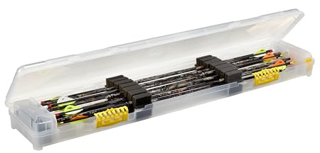 Plano Bow Max Compact Arrow Case, Clear, Archery and Archery Accessory Storage, Hard Bow Case, Holds Up to 28 Arrows, Customizable Organization, 37in. x 7.5in. x 3in.