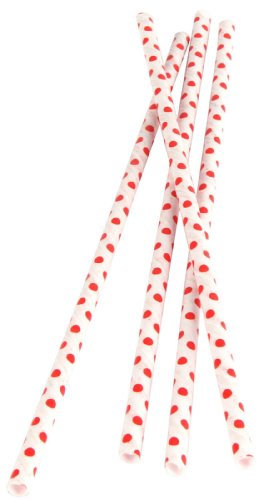 Kikkerland KKCU40-R Paille en Papier à Petit Pois Rouge/Blanc