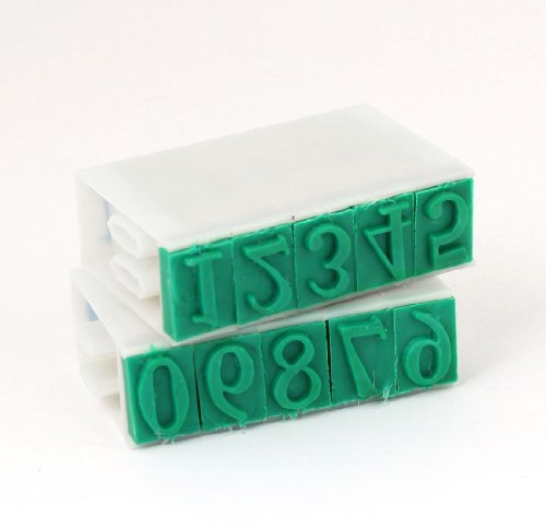 sourcing map 1 Satz abnehmbare 0-9 Zahlenstempel aus Kunststoff, 18mm breite arabische Ziffern Stempel