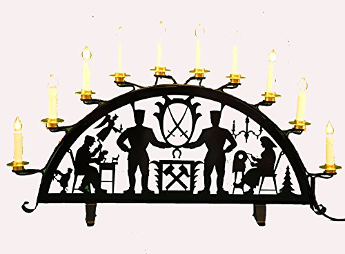 Metall Schwibbogen Lichterbogen ErzgebirgeBergleute schwarz 58 cm lang 10flammig Weihnachten Advent Geschenk Dekoration