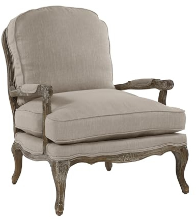 Lexicon French Country Wood Accent Chair, Carved Frame, Neutral