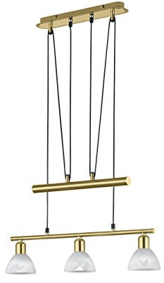Trio Leuchten LED-JoJo-Pendelleuchte Levisto in Messing matt, Glas alabasterfarbig weiß 371010308