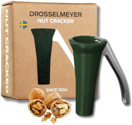 Drosselmeyer Design Nussknacker - Effektiv auf alle Größen von Nüssen minimalem Aufwand - Heavy Duty Walnussknacker - Sehr Stark Robust mit Behälter zum Auffangen der Muscheln - Schwedisches Design