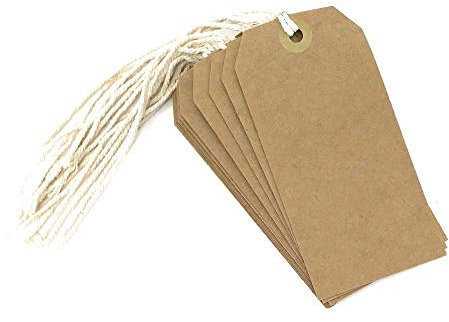 County Large Tie On Luggage/Storage Card Tags with String - Brown Card - Pack of 10 Tags - Size 120Mm X 60Mm, B014OYIHWA_1_SML