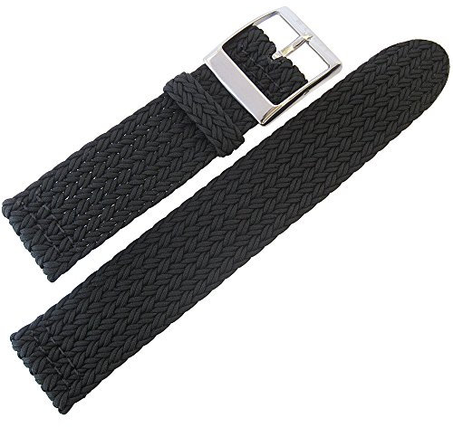 Eulit Palma Pacific Uhrenarmband Perlon, 18 mm, Schwarz