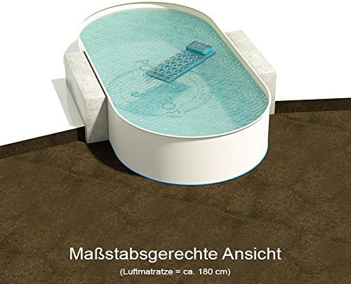 Ovalbecken 7,00 m (L) x 3,50 m (B), Tiefe 1,35 m | Folie 0,80 mm Sandfarben | ovales Stahlwandbecken | Pool Made in Germany