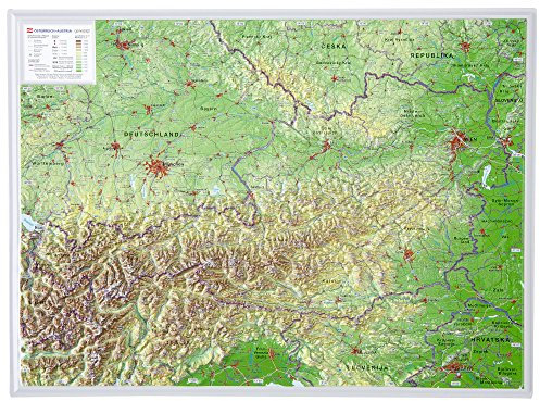 Österreich 1:1.6MIO: Reliefkarte Österreich klein Din A3 (Tiefgezogenes Kunststoffrelief)