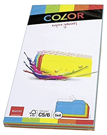 ELCO Color Umschlag DIN lang 100 g/m² 4 x 5 Farben mit Haftverschluss verpackt 20 Stück farblich sortiert