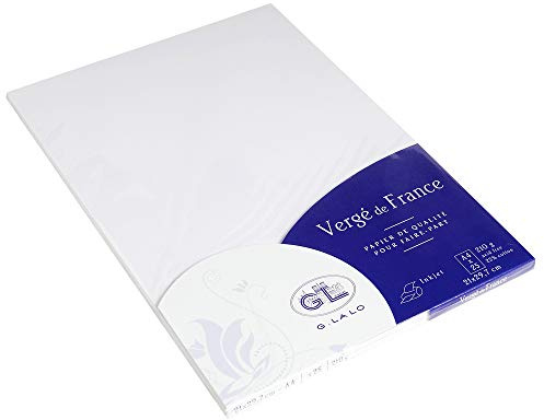 Clairefontaine Lalo 41000L Papier Vergé de France (210g, DIN A4, 21 x 29,7 cm, 25 Blatt) weiß