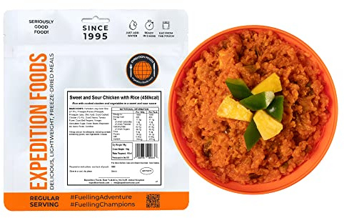 EXPEDITION FOODS Sweet and Sour Chicken with Rice (Single Serving / 450KCAL) | Freeze-Dried Camping & Hiking Food