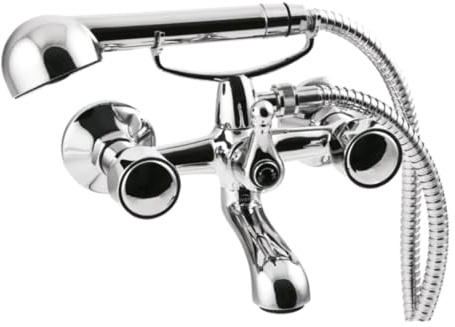Chrome Plated Bath Filler + Shower Mixer, Wall Mounted, Fittings Included