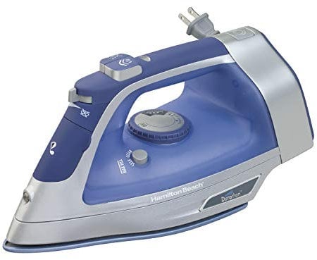 Hamilton Beach Steam Iron with Retractable Cord, 3-Way Auto Shutoff & Durathon Soleplate (19803)