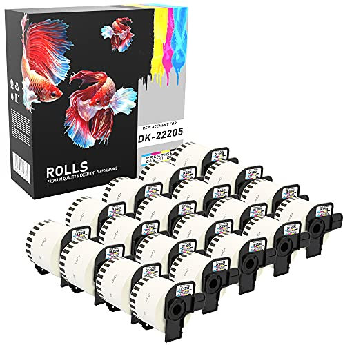 20 x Label DK22205 Endlos-Etiketten kompatibel zu Brother QL-500, QL-550, QL-560, QL-570, QL-580N, QL VINGT