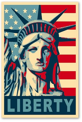 Postereck - 0240 - Plakat, Freiheitsstatue USA Amerika New York - Spruch Schrift Wandposter Fotoposter Bilder Wandbild Wandbilder - Poster - DIN A4-21,0 cm x 29,7 cm