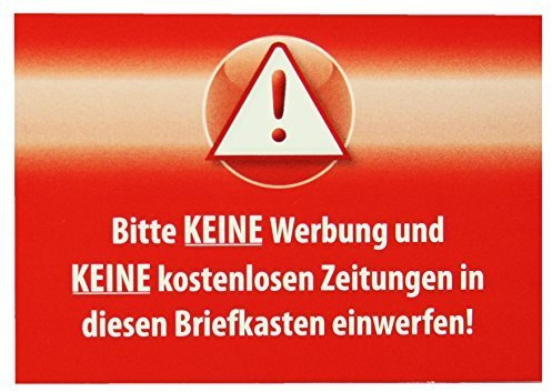 5 x Bitte keine Werbung und Keine kostenlosen Zeitungen in diesen Briefkasten einwerfen! Aufkleber Wetterfest Top Qualität - Rot