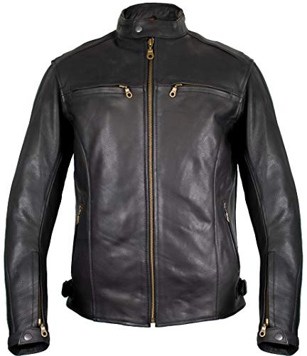 Giacca in pelle da moto nero nero L