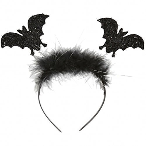 Serre-tête chauve-souris noir à paillettes pour déguisement d'Halloween