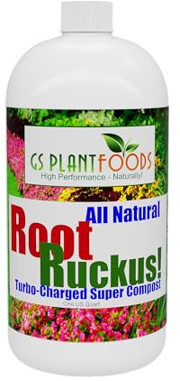 GS Plant Foods Root Ruckus Compost Fertilizer Organic Plant Food - Turbo Charged Compost for Plants - Humic Acid & Sea Kelp Nutritional Root Supplement for Lawns, Soil, Shrubs & Vegetables - 32 Oz