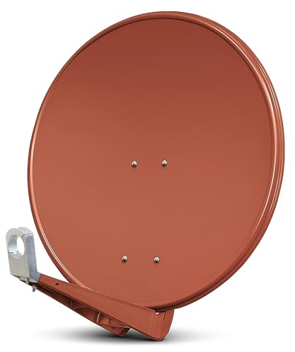 PremiumX DELUXE80 Satellitenschüssel 80cm Sat Schüssel aus Aluminium in Ziegelrot Offset Satelliten Antenne FullHD 4K UltraHD