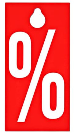 POKORNYS – 100 rote Aktionsetiketten (95 x 115 mm) % mit Loch I Kleiderbügelhänger I Sale Etiketten aus Karton mit Kleiderbügel Loch I Anhänger & Hängeetiketten für Kleidung​