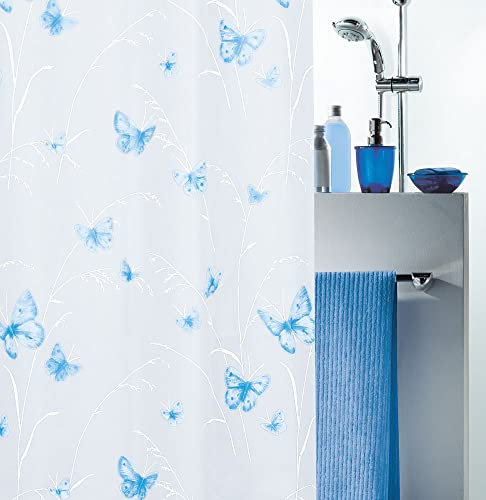 Spirella Rideau de Douche PEVA Butterfly 180x120cm Bleu Clair