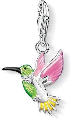 Thomas Sabo 0655-007-7 Kolibri Charm Anhänger Silber grün/pink/gelb emailliert