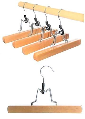 Hagspiel Kleiderbügel aus Holz, Hosenbügel, Natur lackiert (8 St. Hosenspanner)