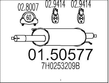 MTS 01.50577 Mittelschalldämpfer Mitteltopf 890mm 7kg