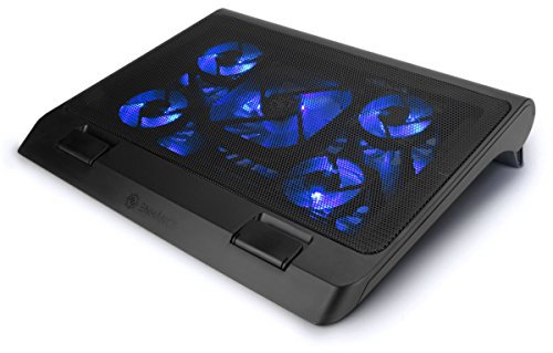 ENHANCE Support Refroidisseur PC Portable, Plaque de Refroidissement de 5 Ventilateurs avec LED Bleues et 2 Ports USB - Compatible avec Support Ordinateur Portable et Notebook - Dim: 40 x 32.4 cm