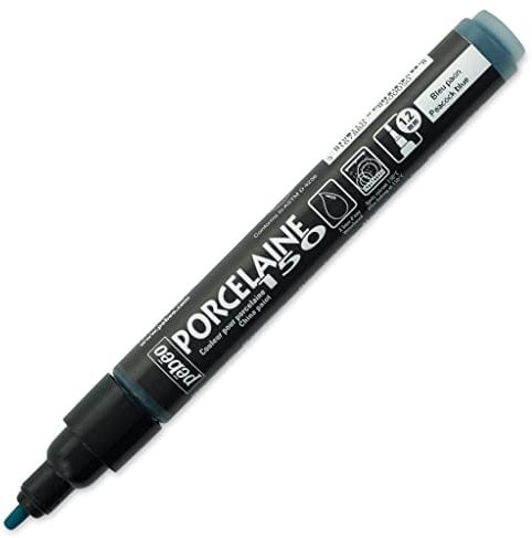 Pebeo Porcelaine 150 - Marcador de punta redonda para porcelana, color azul, 1 unidad