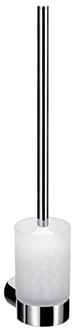 EMCO Fino Garnitur, Glas satiniert/chrom, Toilettenbürste mit Bürstenhalter, Wandmontage – 841500100, Grau, One Size