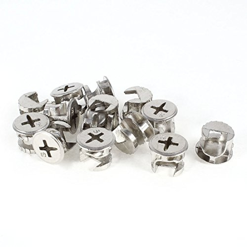 sourcing map Furniture Beds Chairs Cam Lock Slotted Screw Fittings 15mm Diameter 15 Pcs