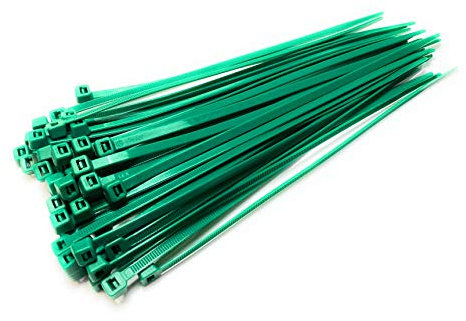 TR Nylon Plastic Cable Ties, Zip Ties Green wrap (Green, 4.8mm x 200mm) 50 pieces