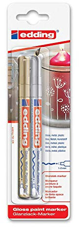 edding 751 Medium Bullet Tip Paintmarker Pack of of 2 - White and Gold